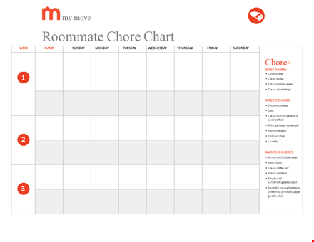 free printable chore chart template for effortless chores template