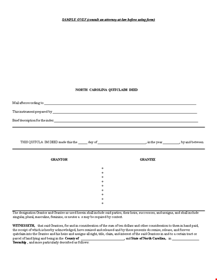 free quit claim deed template for notary, state, grantor | download now template