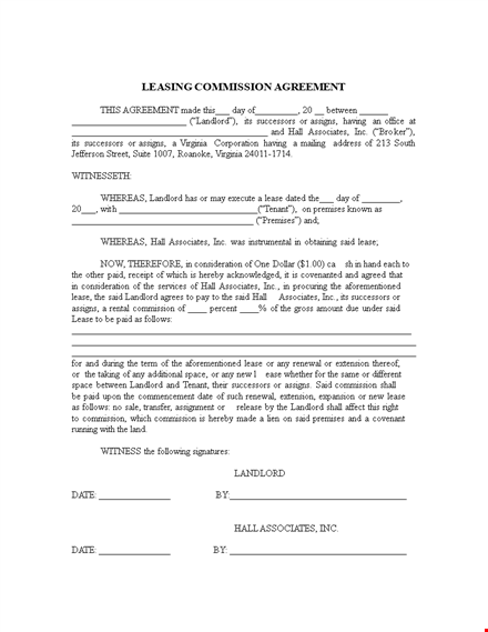 commission agreement template for landlord: lease commission template