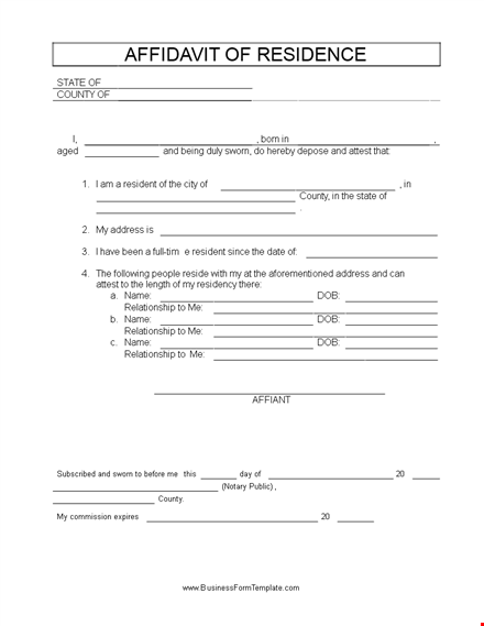 proof of residency letter - state relationship county template