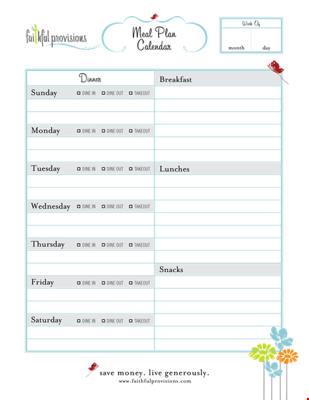 meal planning template template