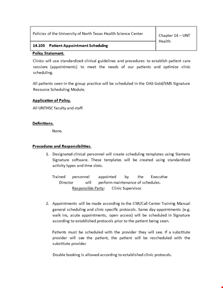 patient appointment template