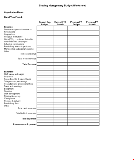 nonprofit budget sheet template template