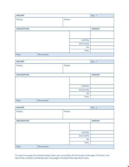 free blank receipt template template