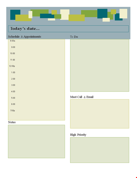 schedule your day with our daily planner template - today's appointments included template