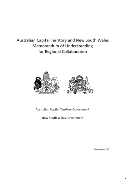 south region memorandum of understanding template - regional agreement template