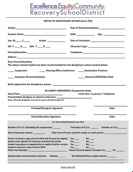 effective employee write up form for student, parent, and disciplinary action template