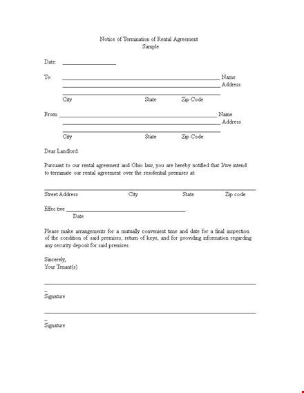 rental agreement termination letter template