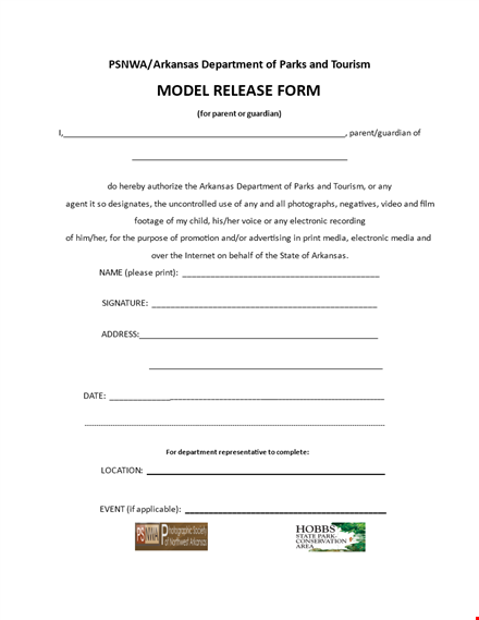 get your photos legally cleared with our model release form - arkansas parks & tourism template