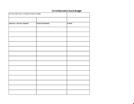 collaboration grant budget template template