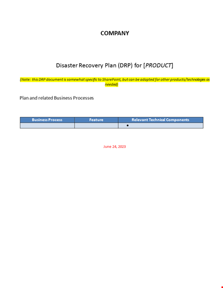 disaster recovery plan template - essential components for rapid recovery template