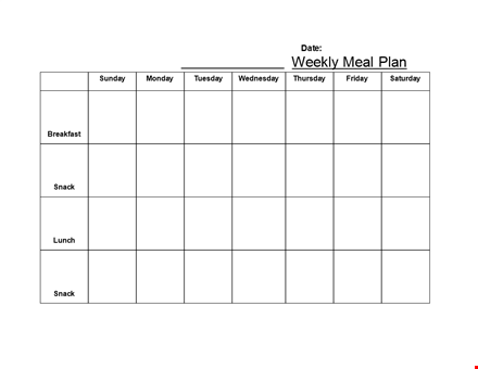 weekly meal calendar: get your printable meal planning template template