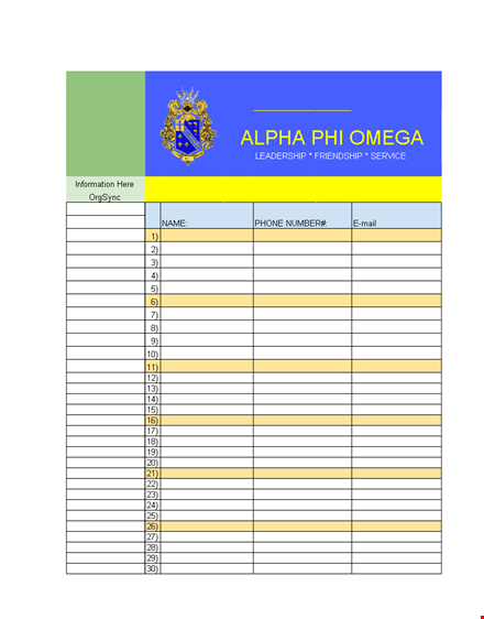 leadership, friendship, and more - sign up sheet template