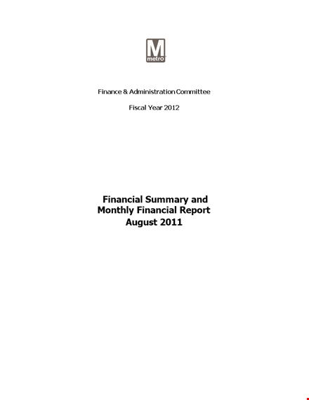 monthly financial template