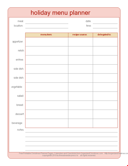 plan delicious holiday meals with our meal planning template template