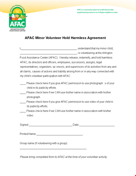 protect your child with our hold harmless agreement template - free download template