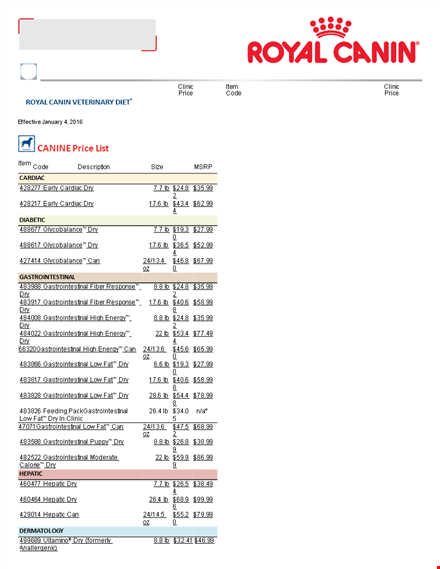 rc pricelist template