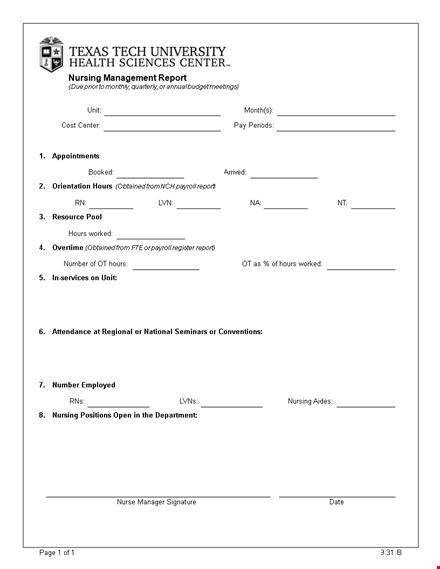 nursing management report | efficient workflow improvement techniques template