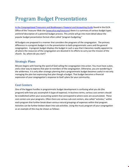 program budget presentation | simplify your program's finances | engage your congregation template