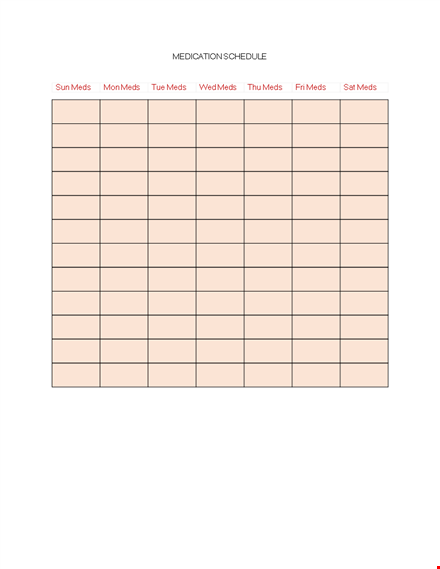 medication schedule template - organize your medication schedule efficiently template