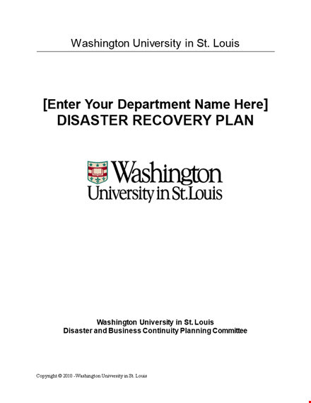 efficient disaster recovery plan template for safety and emergency department information - wustl template