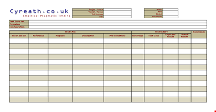 project test case template - version x.x | easily manage test cases template