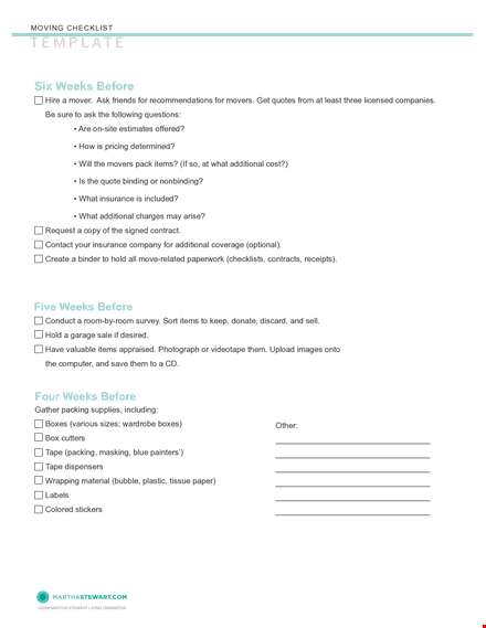 ultimate moving checklist - before your move | organize and pack your items | hire trusted movers template