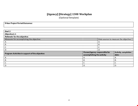 effective work plan template for agency activities & objectives - accomplishing goals template