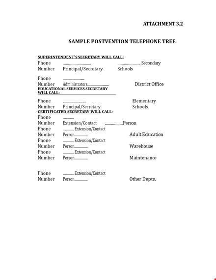 phone tree template for efficient contact management with secretary, numbers, extensions template