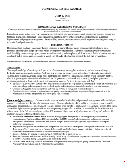 professional experience functional resume template