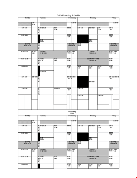 daily planning schedule printable template