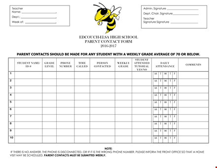 daily parent contact log template template