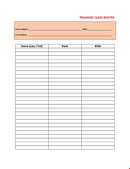 class roster template - streamline your training with an easy-to-use class roster template