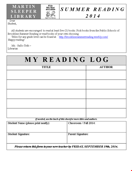 track your reading progress with our student reading log template template