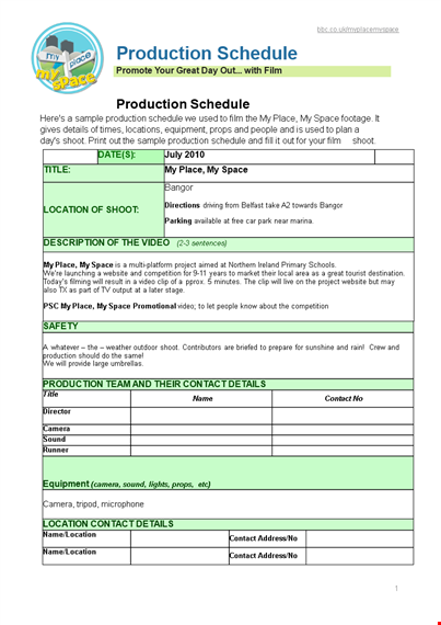 production schedule template template