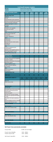 cost benefit analysis template - analyze total costs & benefits template