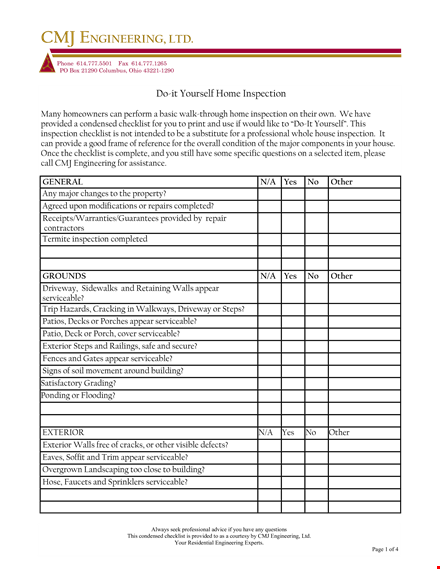 ultimate home inspection checklist for adequate engineering and other aspects template