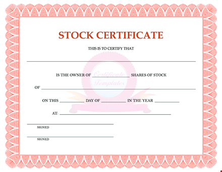 customizable stock certificate template - download now template