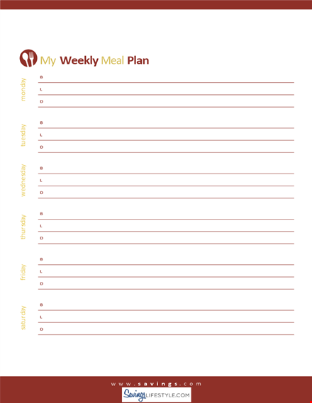 7-day meal plan template for weight loss template