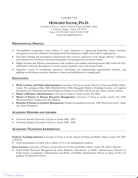 human resources manager resume template