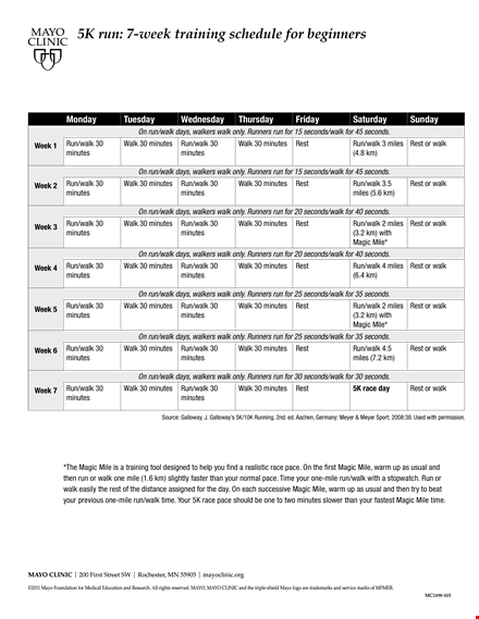 week training template