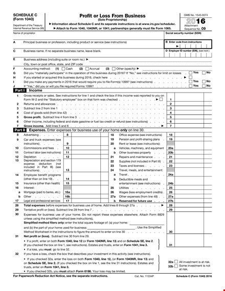 profit and loss form for business template