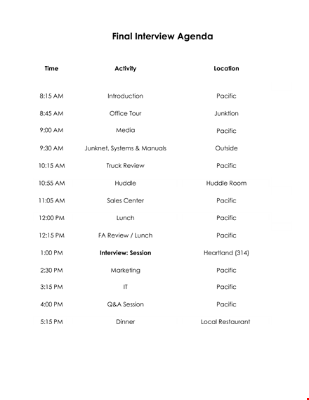 final interview agenda template template