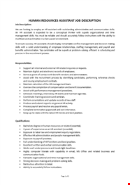 Human Resource Assistant Job Description