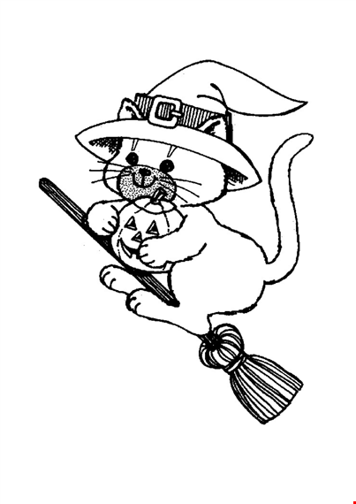 spooky halloween cat coloring page - free images | getcoloringpages template