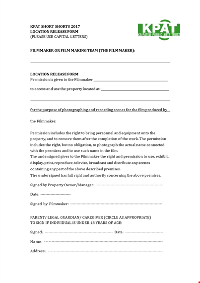 get the right permission for filming with a location release form template