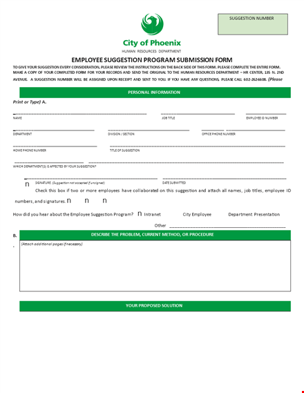 free employee suggestion submission form template