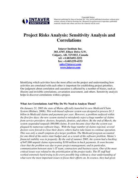 project risk analysis template - efficiently analyze project risks with correlations template