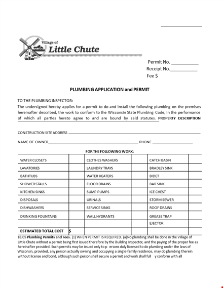 plumbing work receipt template