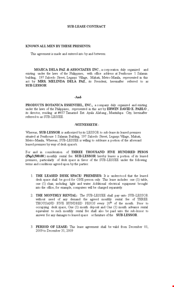 free sublease contract template template